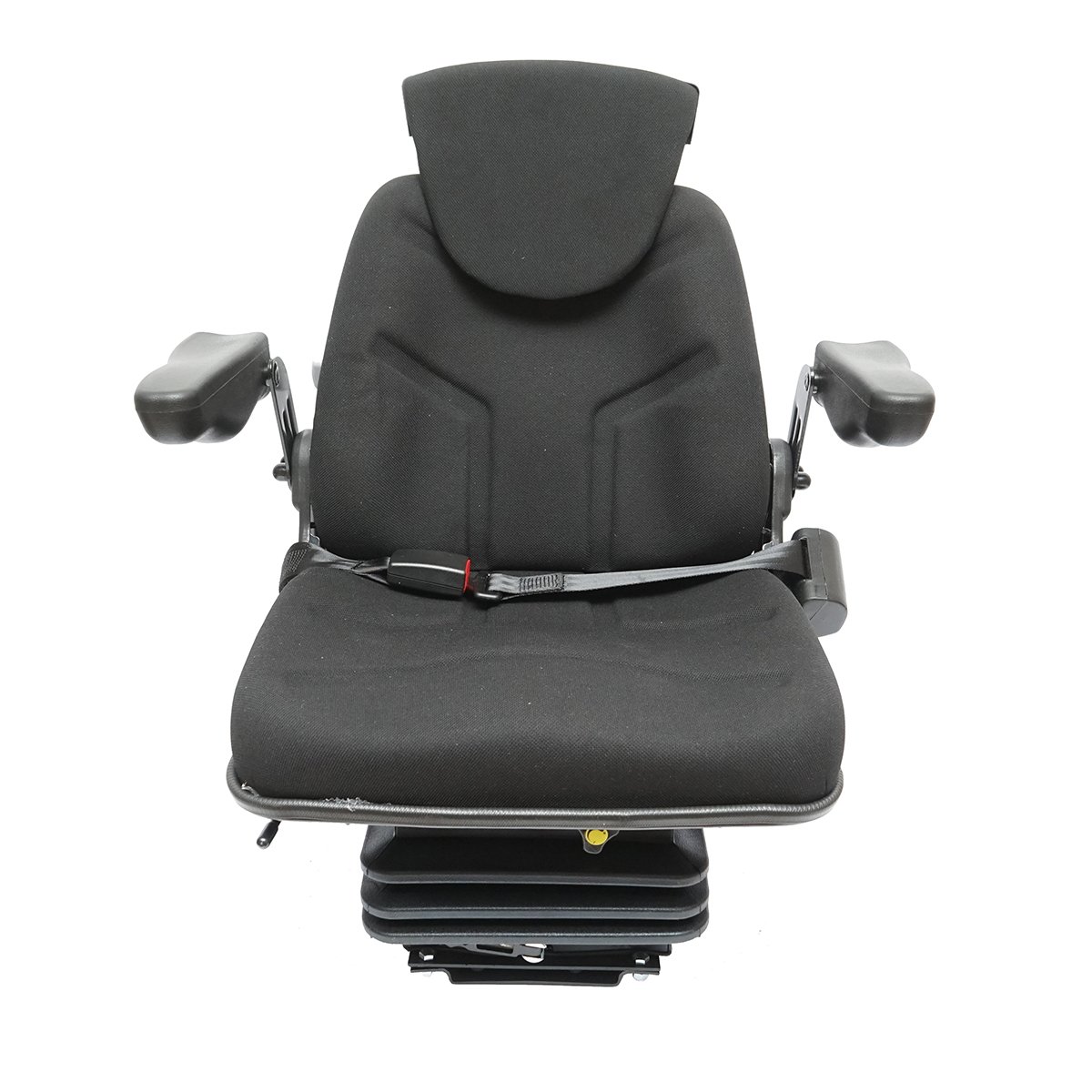 Scaun pentru tractor negru, reglabil cu cotiera, tetiera, centura si suspensie mecanica, latime sezut 455mm